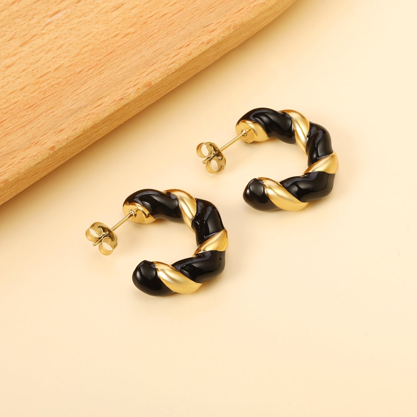 C Shape Twist Drip Earrings 6.4*23mm asonjewelry
