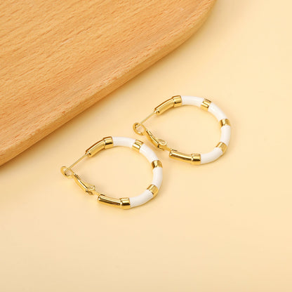 C-Stripe White&Purple&Sky Blue&Pink&Mixed Color Drop Earrings 3*30mm Gold Color asonjewelry