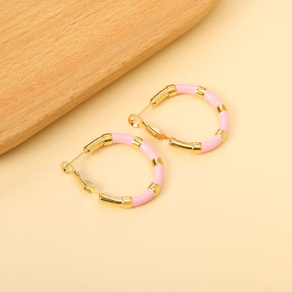 C-Stripe White&Purple&Sky Blue&Pink&Mixed Color Drop Earrings 3*30mm Gold Color asonjewelry