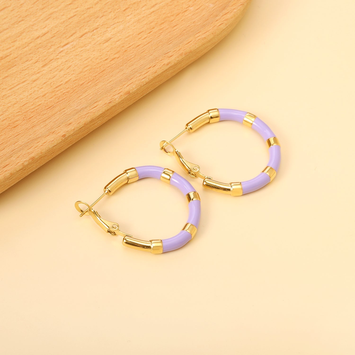 C-Stripe White&Purple&Sky Blue&Pink&Mixed Color Drop Earrings 3*30mm Gold Color asonjewelry