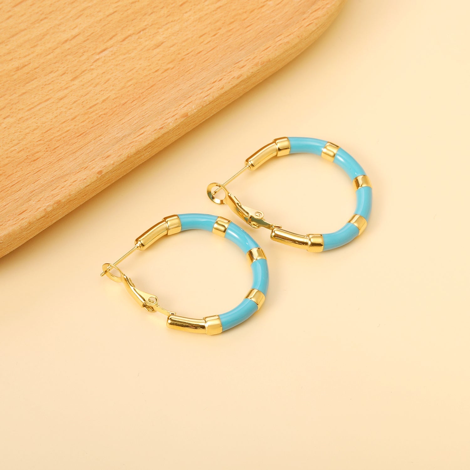 C-Stripe White&Purple&Sky Blue&Pink&Mixed Color Drop Earrings 3*30mm Gold Color asonjewelry