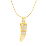 10*29mm Ivory-Inlaid White Cat's Eye/Turquoise 1.0mm Round Snake Chain 50+5cm + 6mm Round End Cap Necklace Gold