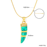 10*29mm Ivory-Inlaid White Cat's Eye/Turquoise 1.0mm Round Snake Chain 50+5cm + 6mm Round End Cap Necklace Gold