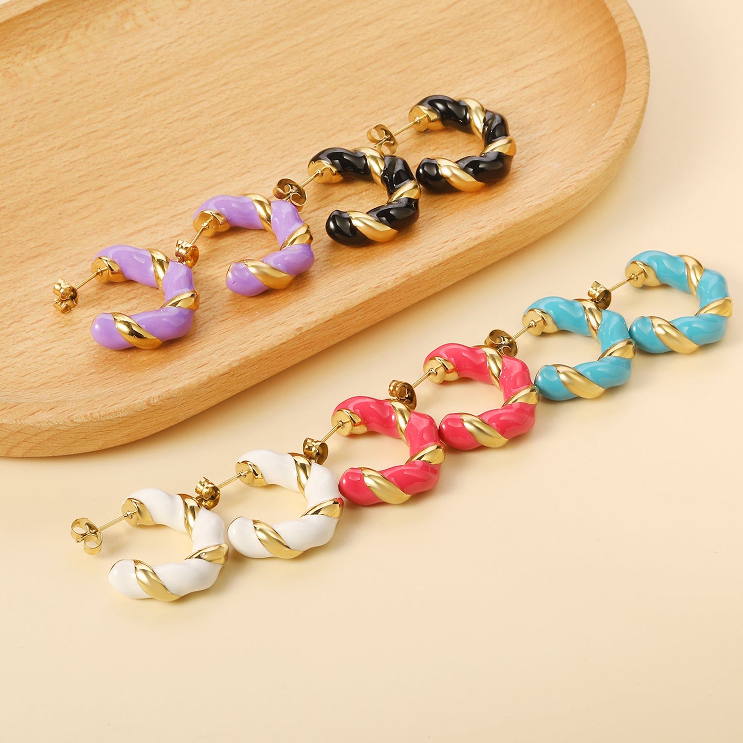 C Shape Twist Drip Earrings 6.4*23mm asonjewelry