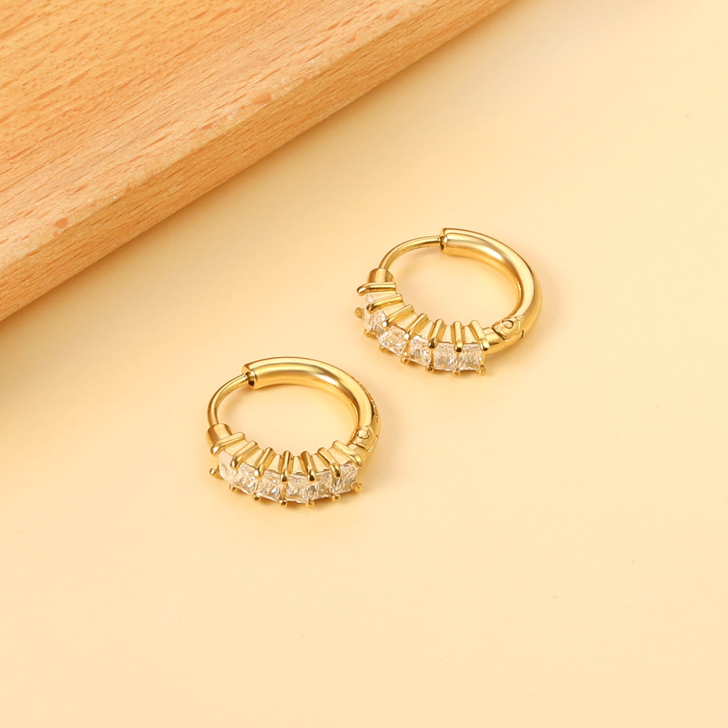 6pcs rectangle white diamond ear clips 2.5*15.5mm asonjewelry