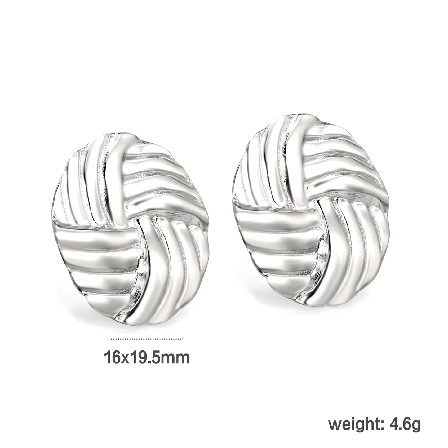 16*19.5mm Oval with Braided Earrings Steel Color asonjewelry