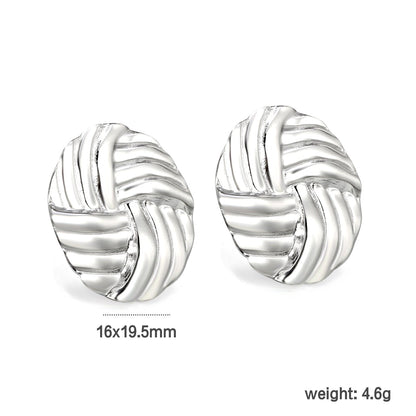 16*19.5mm Oval with Braided Earrings Steel Color asonjewelry