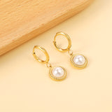 2*14 Circle with Round Twisted Edge with Half White Pearl Earrings 11.6mm