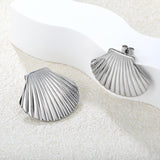 32.4*29.2mm Shell Stud Earrings Steel Gray/Two-Tone/Gold