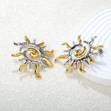 48*54.8mm Openwork Spiral Sunflower Studs, Two-Tone