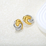 20*25.3mm Irregular Color-Blocked Geometric Lines Studs, Two-Tone