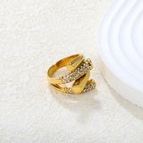 Wholesale 18K Gold Plated Crystal Geometric Cocktail Ring Hypoallergenic