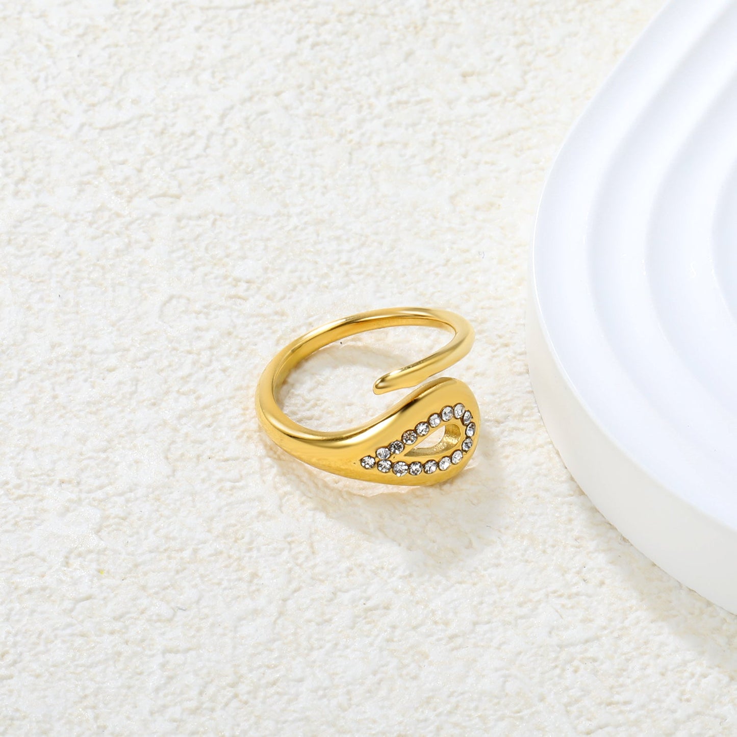 Wholesale 18K Gold Plated Teardrop Gemstone Ring Set Hypoallergenic asonjewelry