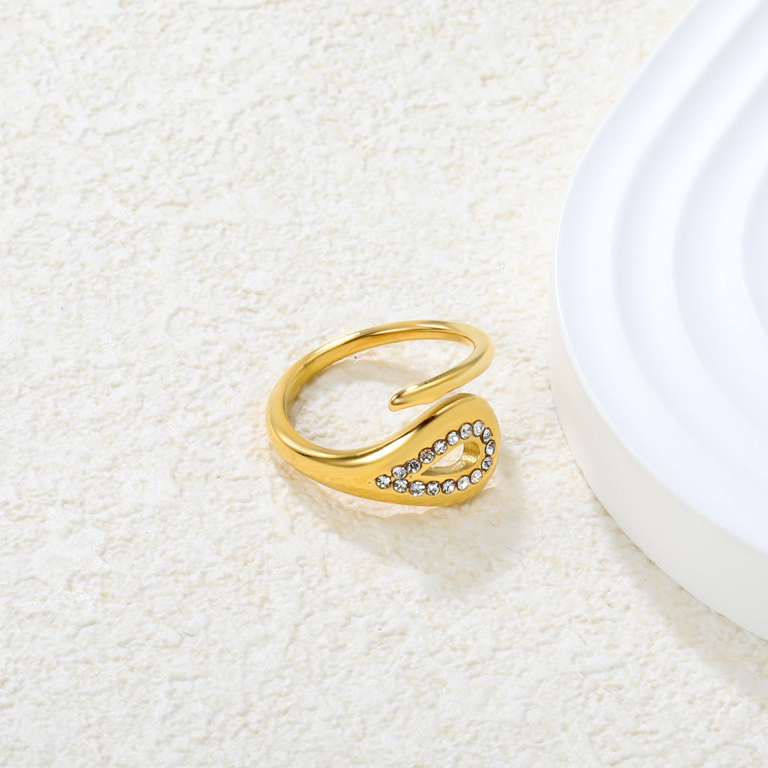 Wholesale 18K Gold Plated Teardrop Gemstone Ring Set Hypoallergenic asonjewelry