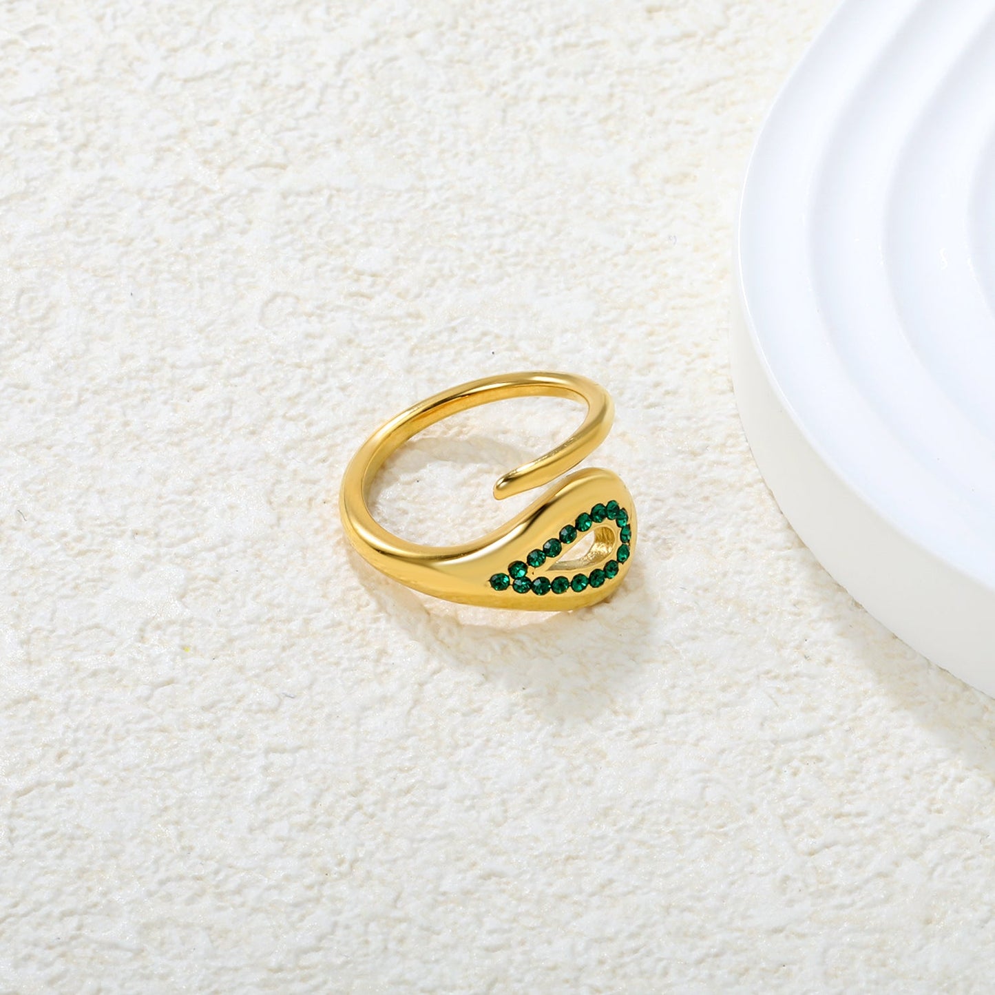 Wholesale 18K Gold Plated Teardrop Gemstone Ring Set Hypoallergenic asonjewelry