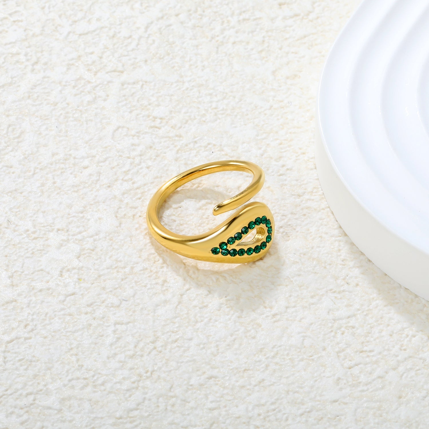 Wholesale 18K Gold Plated Teardrop Gemstone Ring Set Hypoallergenic asonjewelry