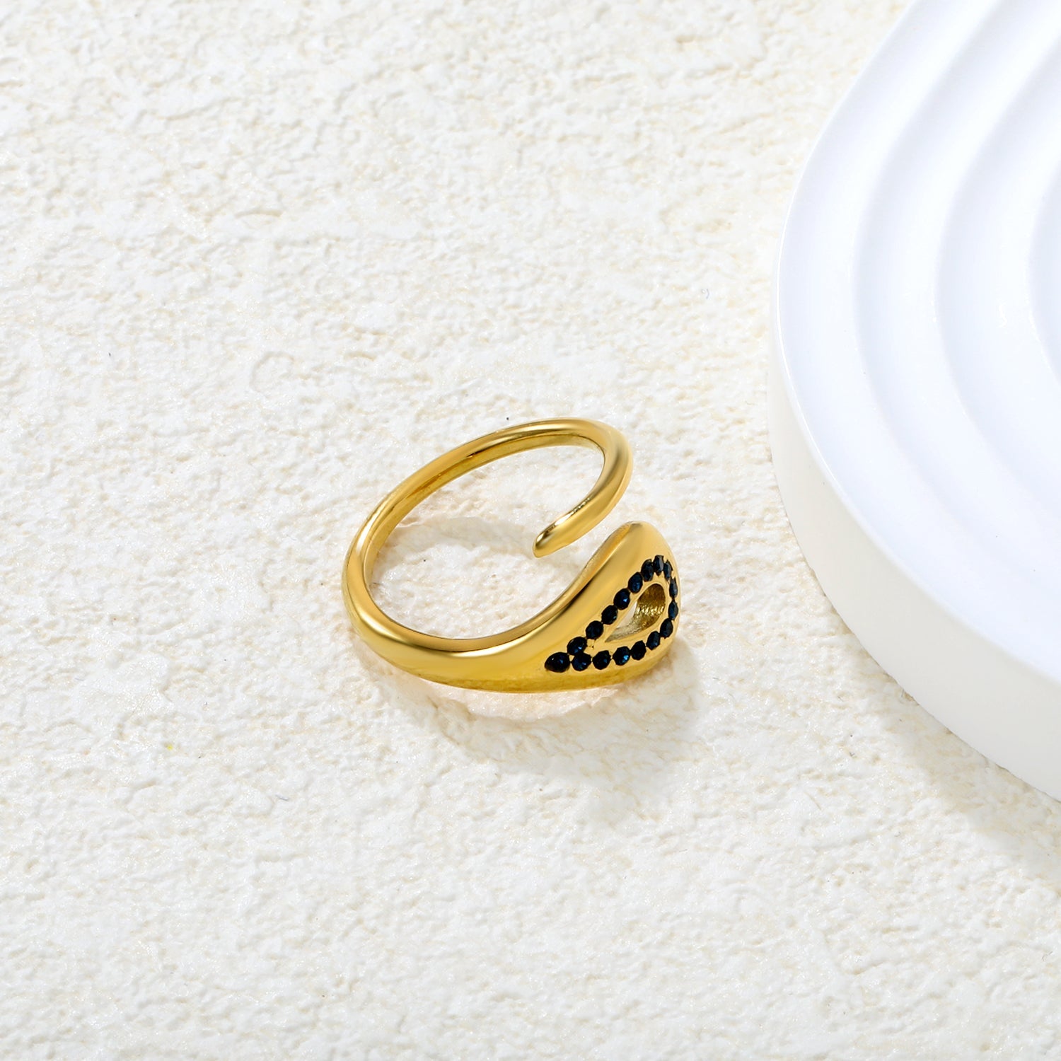 Wholesale 18K Gold Plated Teardrop Gemstone Ring Set Hypoallergenic asonjewelry