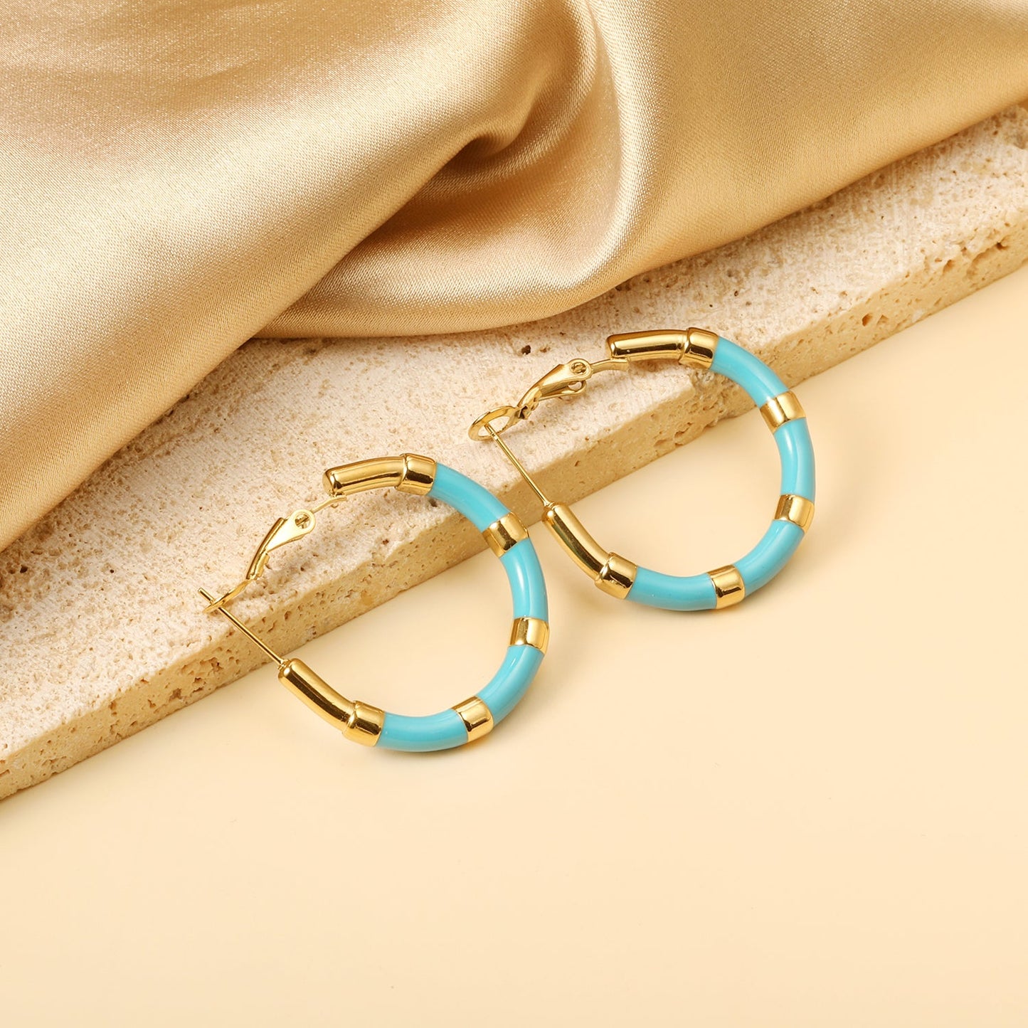 C-Stripe White&Purple&Sky Blue&Pink&Mixed Color Drop Earrings 3*30mm Gold Color asonjewelry