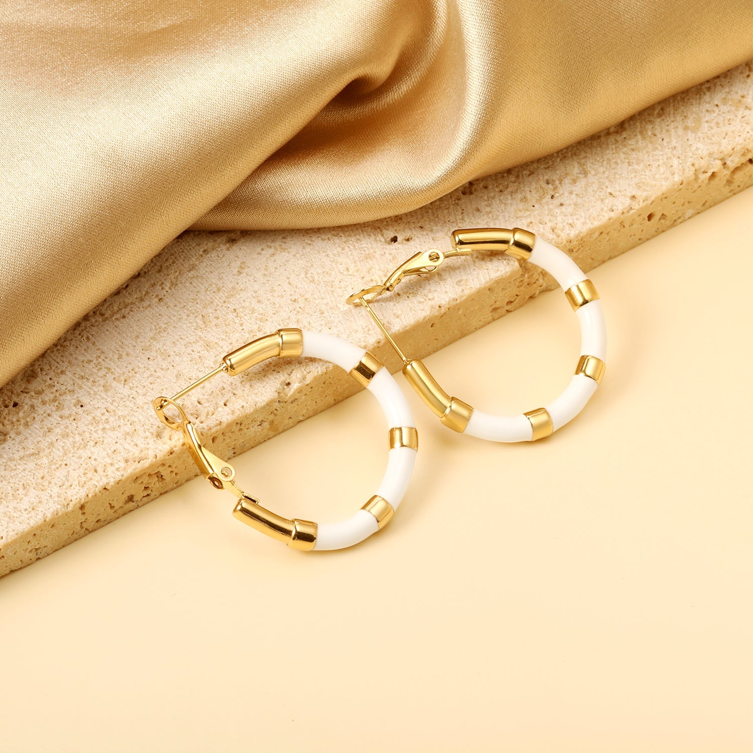 C-Stripe White&Purple&Sky Blue&Pink&Mixed Color Drop Earrings 3*30mm Gold Color asonjewelry