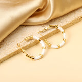 C-Stripe White&Purple&Sky Blue&Pink&Mixed Color Drop Earrings 3*30mm Gold Color