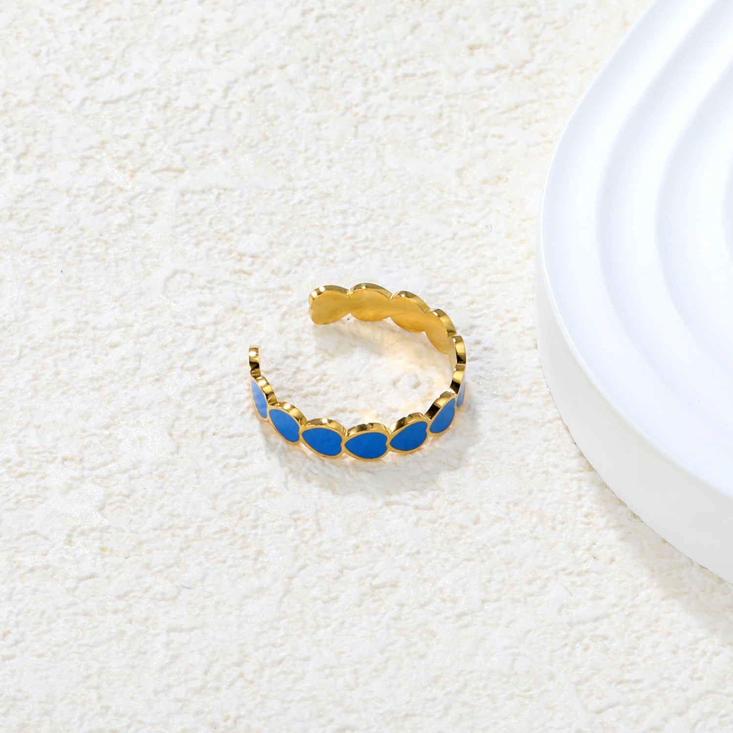 Wholesale 18K Gold Plated Enamel Heart Cuff Bracelet Set Hypoallergenic asonjewelry