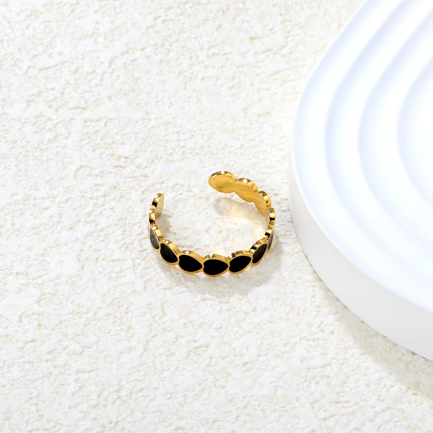 Wholesale 18K Gold Plated Enamel Heart Cuff Bracelet Set Hypoallergenic asonjewelry