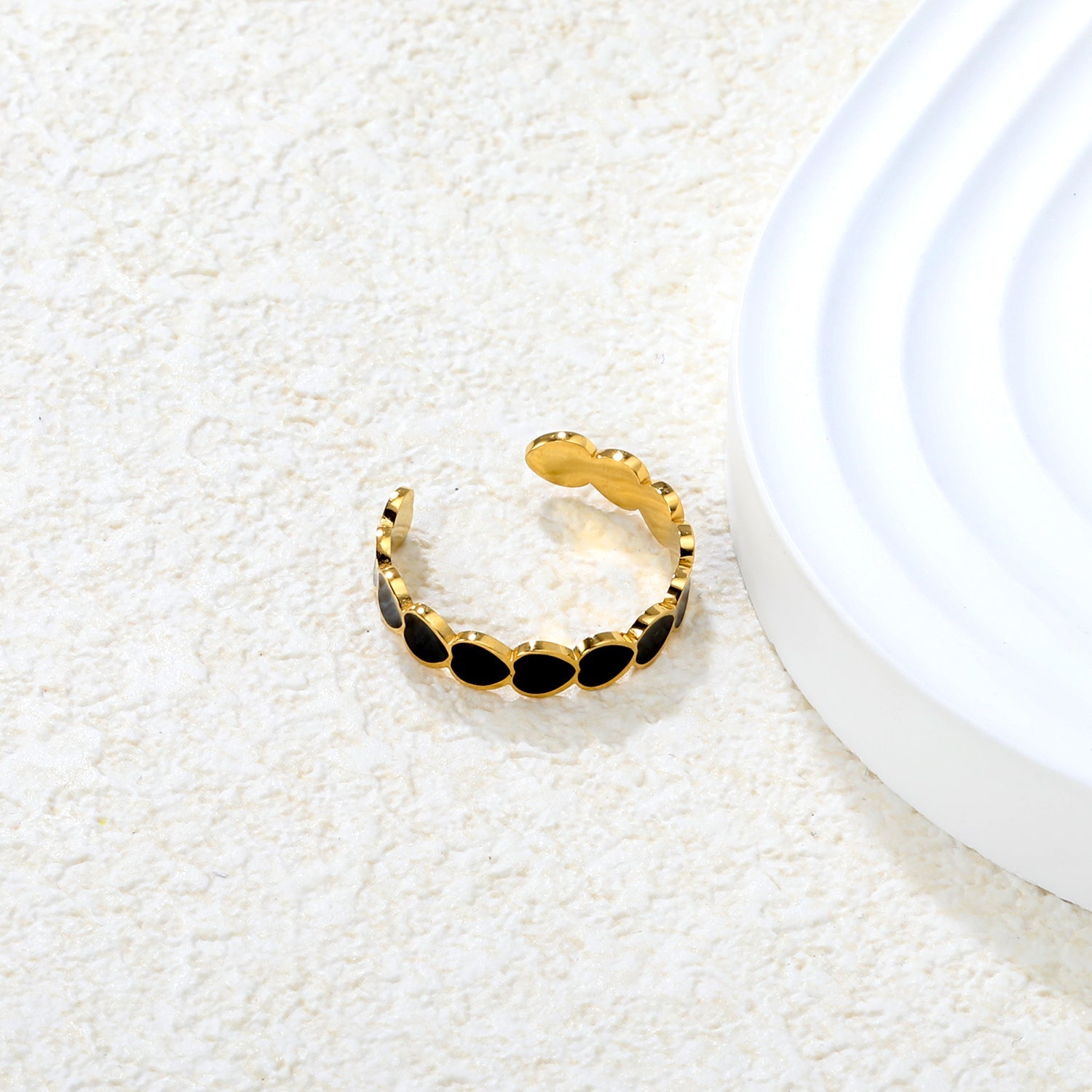 Wholesale 18K Gold Plated Enamel Heart Cuff Bracelet Set Hypoallergenic asonjewelry