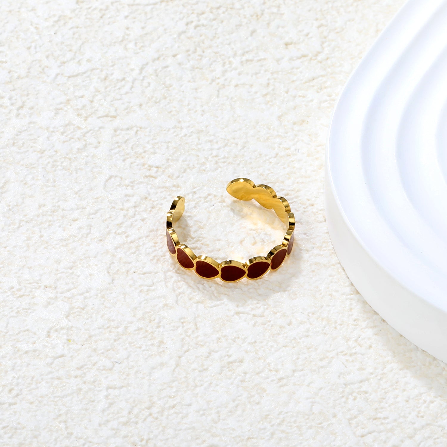 Wholesale 18K Gold Plated Enamel Heart Cuff Bracelet Set Hypoallergenic asonjewelry