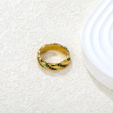 Wholesale 18K Gold Plated Twisted Diamond & Emerald Band Set Hypoallergenic