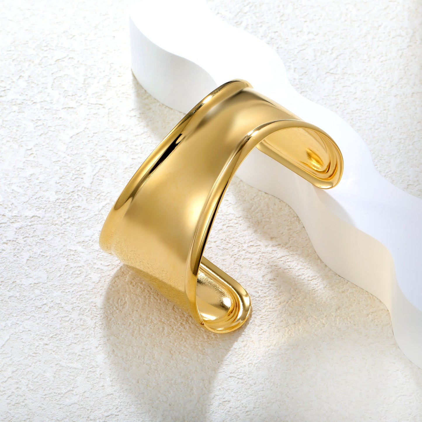 30mm wide, 60mm inner diameter, irregular wide polished geometric bracelet, gold asonjewelry