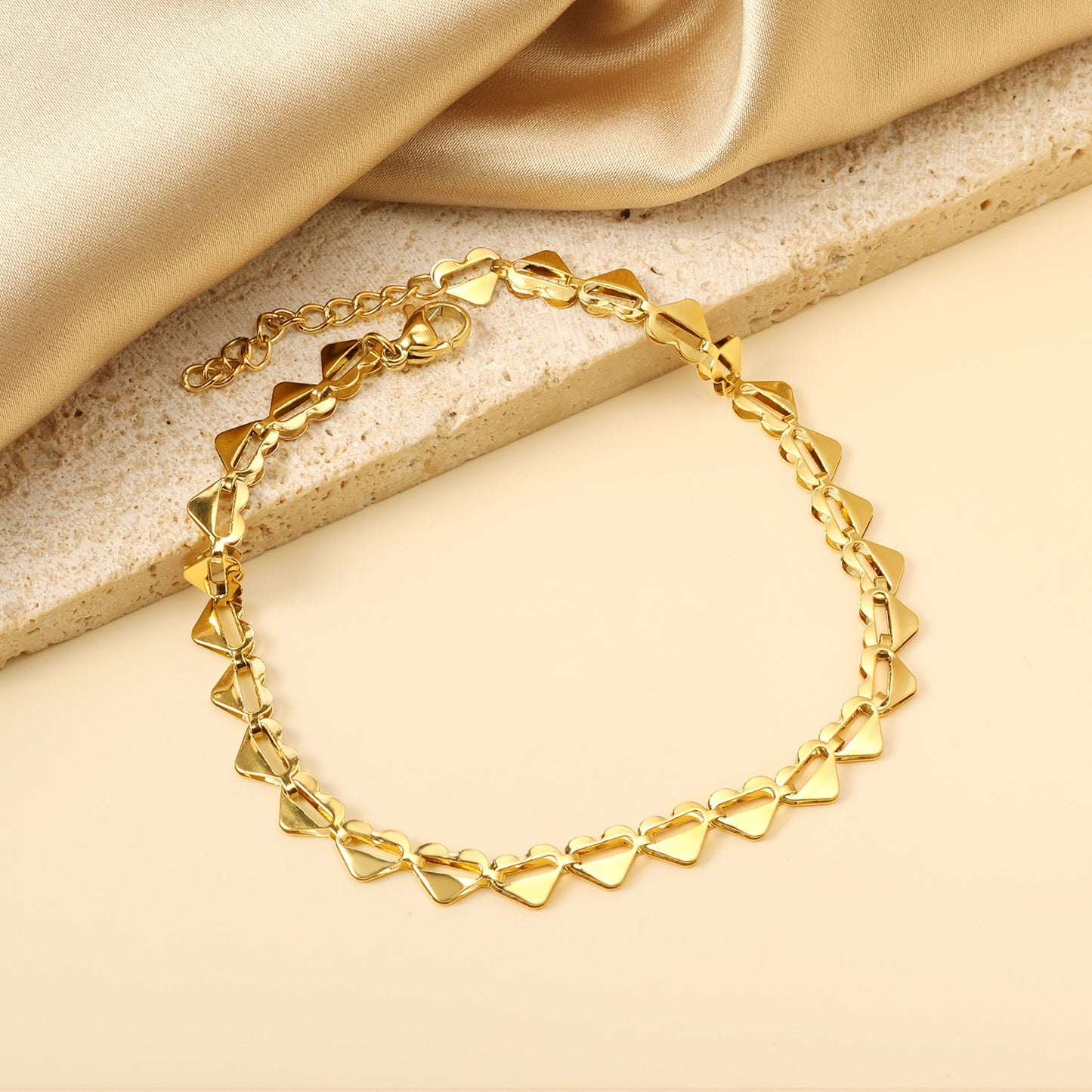 28 / 39pcs Heart Shape Accessories Pendant 7*5.5mm Anklet 22+3cm asonjewelry