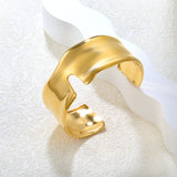 35mm Width 60mm Inner Diameter Irregular Wide Polished V-Shape Cuff Bracelet Gold