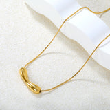 35.7*9.5mm Hollow Smile-Shaped Pendant 1.2mm Round Snake Chain 40+5cm + 6mm Round End Cap Necklace Steel/Gold