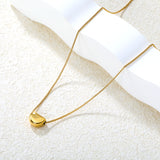 11.4*8.3mm Sugar Bean Pendant 1.0mm Square Link Chain 40+5cm + 6mm Round Tag Necklace Steel/Gold