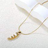 10*29mm Ivory-Inlaid White Cat's Eye/Turquoise 1.0mm Round Snake Chain 50+5cm + 6mm Round End Cap Necklace Gold