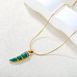 10*29mm Ivory-Inlaid White Cat's Eye/Turquoise 1.0mm Round Snake Chain 50+5cm + 6mm Round End Cap Necklace Gold