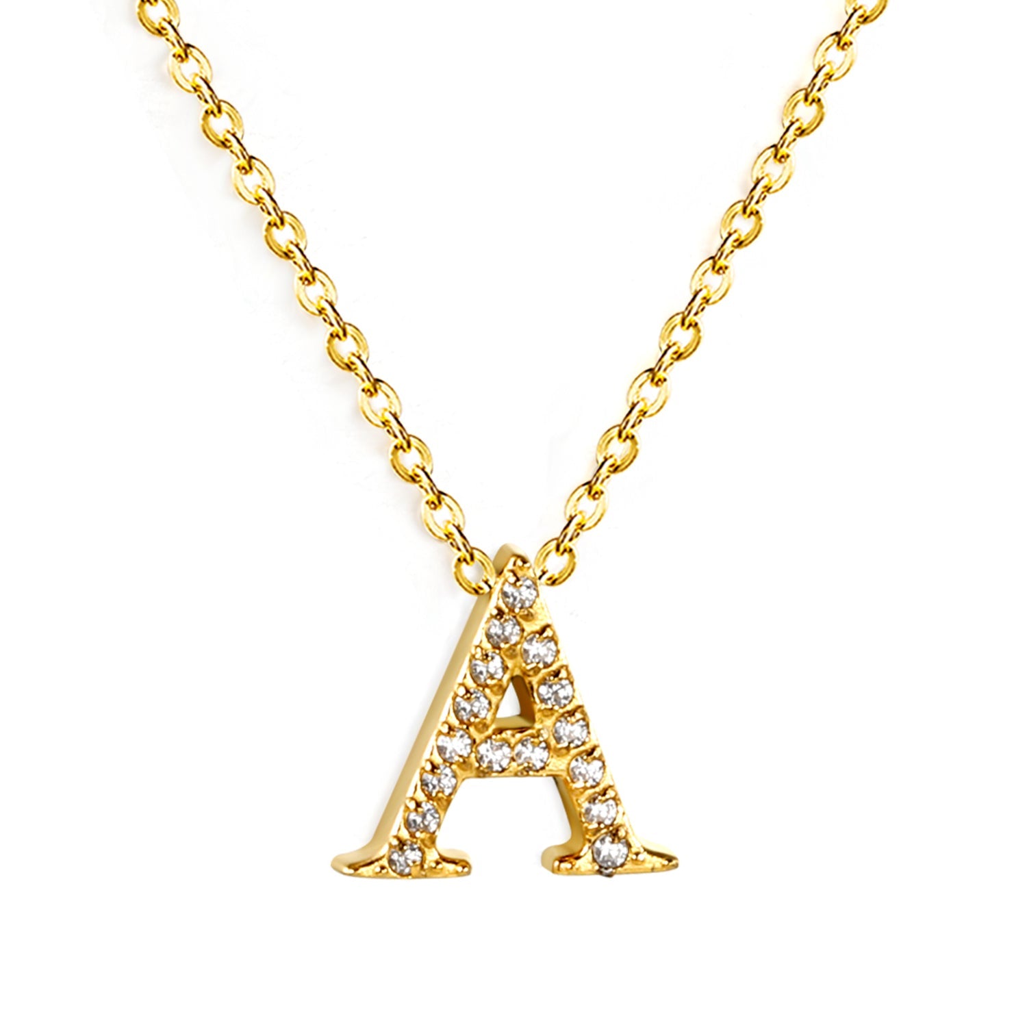 A-Z monogrammed pendant necklace with white diamonds 41+5cm asonjewelry