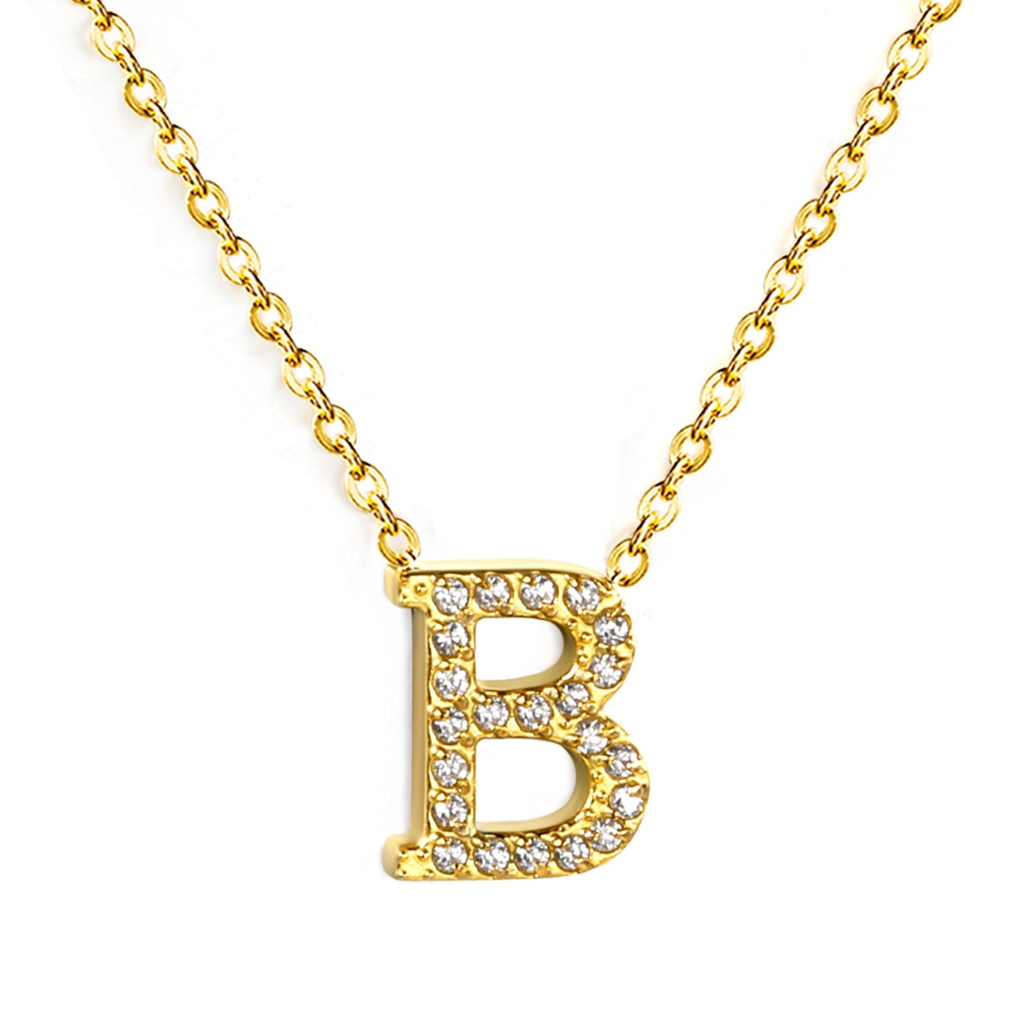A-Z monogrammed pendant necklace with white diamonds 41+5cm asonjewelry