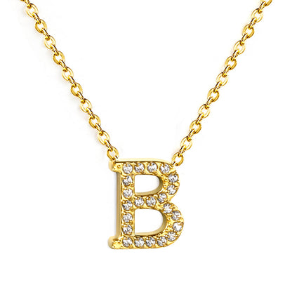 A-Z monogrammed pendant necklace with white diamonds 41+5cm asonjewelry