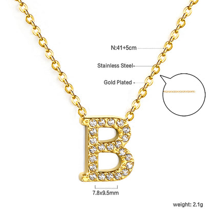 A-Z monogrammed pendant necklace with white diamonds 41+5cm asonjewelry