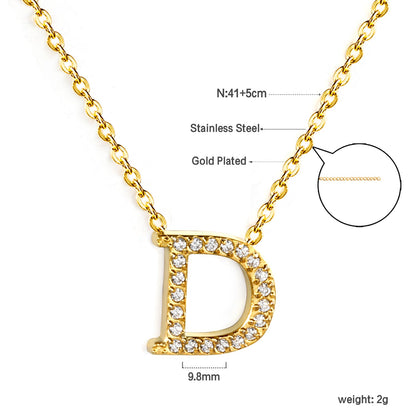 A-Z monogrammed pendant necklace with white diamonds 41+5cm asonjewelry