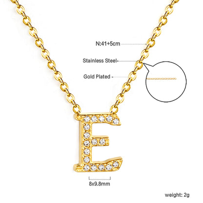A-Z monogrammed pendant necklace with white diamonds 41+5cm asonjewelry