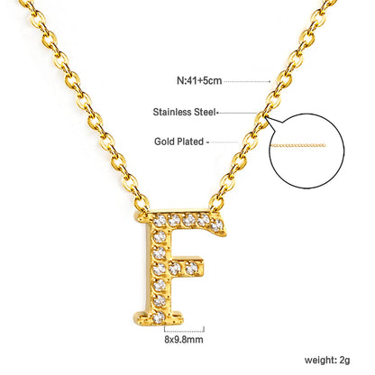 A-Z monogrammed pendant necklace with white diamonds 41+5cm asonjewelry