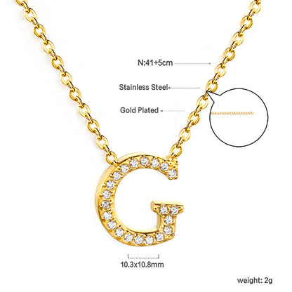 A-Z monogrammed pendant necklace with white diamonds 41+5cm asonjewelry