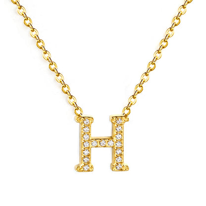 A-Z monogrammed pendant necklace with white diamonds 41+5cm asonjewelry