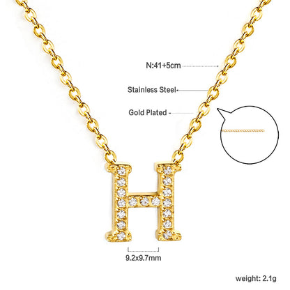 A-Z monogrammed pendant necklace with white diamonds 41+5cm asonjewelry