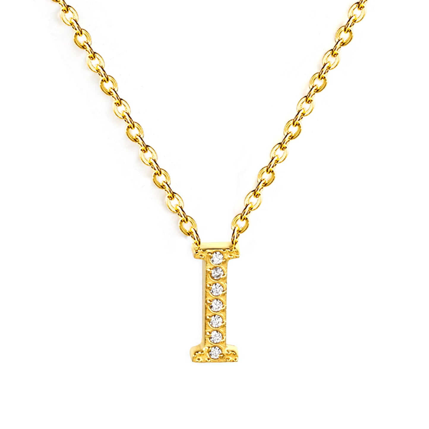 A-Z monogrammed pendant necklace with white diamonds 41+5cm asonjewelry