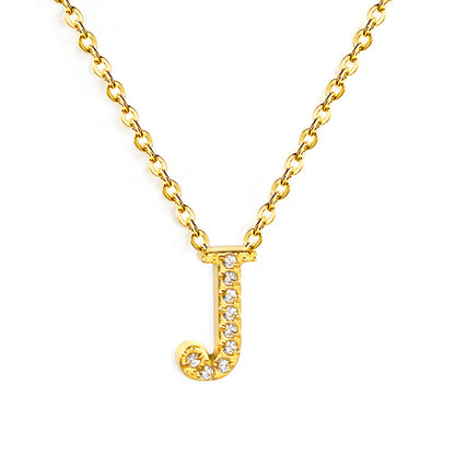 A-Z monogrammed pendant necklace with white diamonds 41+5cm asonjewelry
