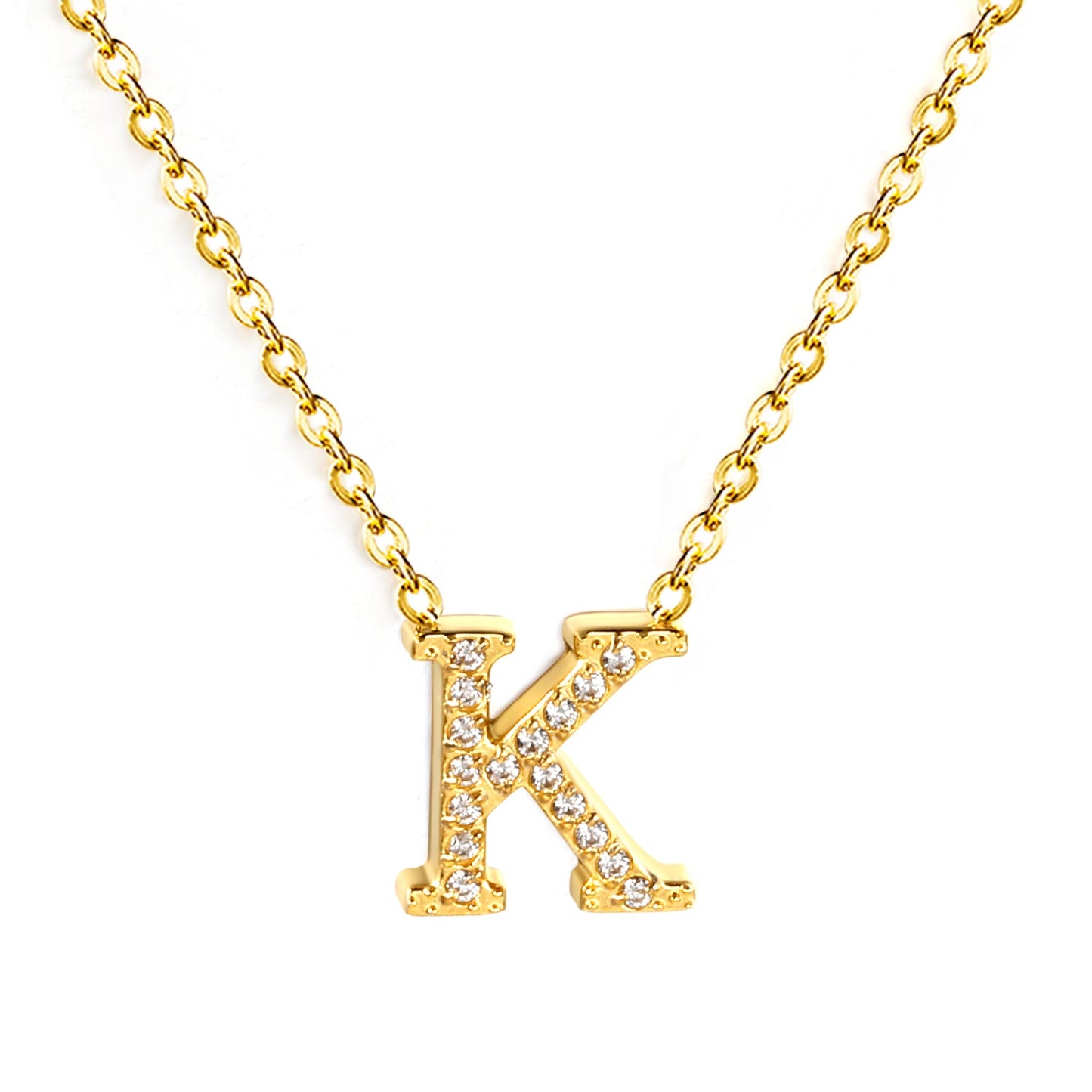 A-Z monogrammed pendant necklace with white diamonds 41+5cm asonjewelry
