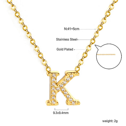 A-Z monogrammed pendant necklace with white diamonds 41+5cm asonjewelry